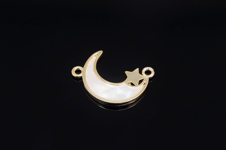 [W] M1975-Gold Plated-(20pcs)-M.O.P Moon&amp;Star Charms-Crescent Moon Pendant-Necklace Earrings Making Supply-Wholesale Connectors, [PRODUCT_SEARCH_KEYWORD], JEWELFINGER-INBEAD, [CURRENT_CATE_NAME]