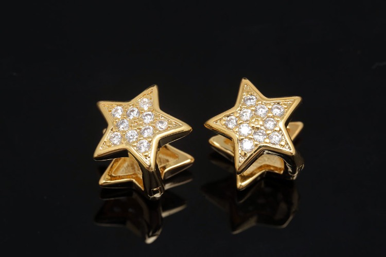 [W] CH7012-Gold Plated-(10pairs)-11mm CZ Star Lever Back Earrings-Nickel Free, [PRODUCT_SEARCH_KEYWORD], JEWELFINGER-INBEAD, [CURRENT_CATE_NAME]