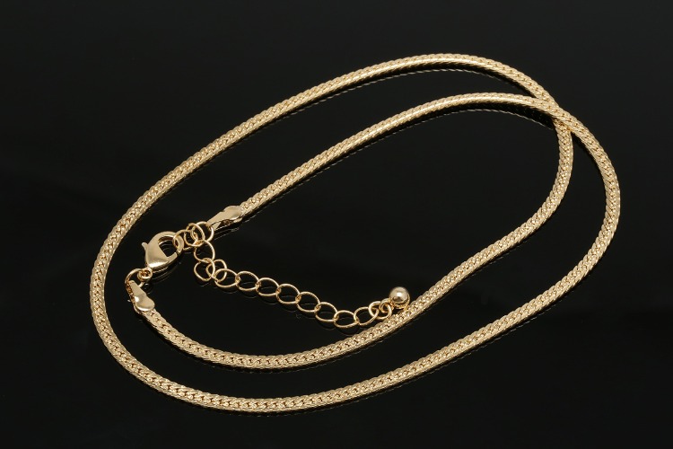 [W] R069-Gold Plated-Unique Flat Chain Necklace-46 cm+Extender 5 cm (20pcs), [PRODUCT_SEARCH_KEYWORD], JEWELFINGER-INBEAD, [CURRENT_CATE_NAME]