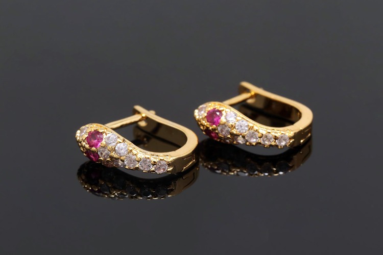 [W] CH7002-Gold Plated-(10pairs)-12mm Red Eye CZ Snake Lever Back Earrings-Nickel Free, [PRODUCT_SEARCH_KEYWORD], JEWELFINGER-INBEAD, [CURRENT_CATE_NAME]