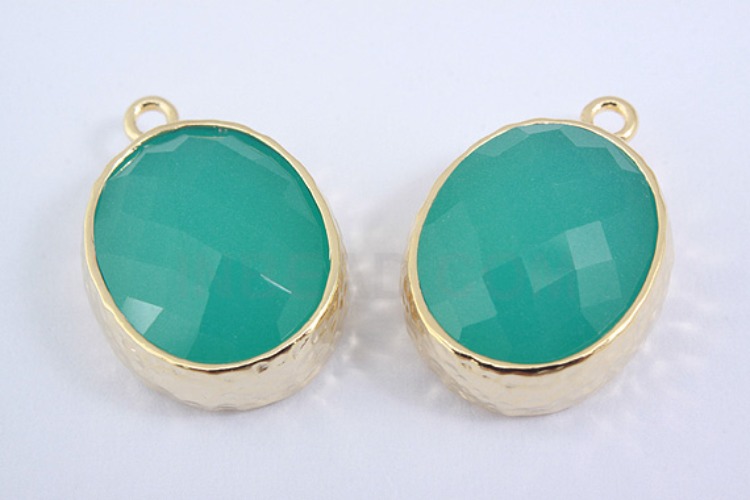 S1044-Gold Plated-(2pcs)-Mint Glass Ellipse Pendant-Framed Glass-Mint-Wholesale Glass, [PRODUCT_SEARCH_KEYWORD], JEWELFINGER-INBEAD, [CURRENT_CATE_NAME]