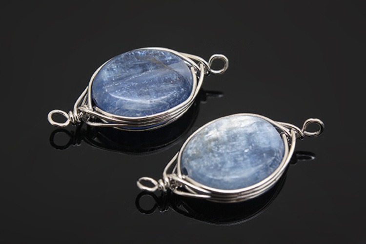 [W] G534-Rhodium Plated-(10pcs)-Kyanite Connecter-Gemstone Pendant-Wholesale Gemstone, [PRODUCT_SEARCH_KEYWORD], JEWELFINGER-INBEAD, [CURRENT_CATE_NAME]