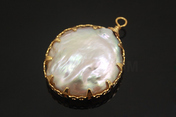H123-Gold Plated-(1piece)-Water Pearl Pendant-Random Shape, Random Size Pendant-Wholesale Gemstone, [PRODUCT_SEARCH_KEYWORD], JEWELFINGER-INBEAD, [CURRENT_CATE_NAME]