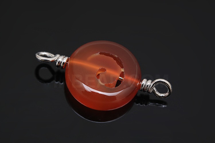 [W] G537-Rhodium Plated-(10pcs)-Carnelian Connecter-Gemstone Pendant-Wholesale Gemstone, [PRODUCT_SEARCH_KEYWORD], JEWELFINGER-INBEAD, [CURRENT_CATE_NAME]