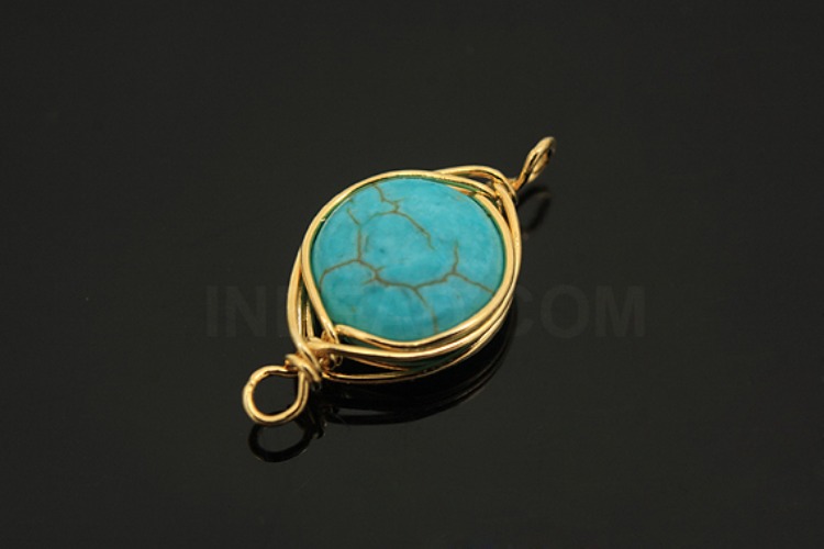 G550-Gold Plated-(2pcs)-Turquoise Connecter-Gemstone Pendant-Wholesale Gemstone, [PRODUCT_SEARCH_KEYWORD], JEWELFINGER-INBEAD, [CURRENT_CATE_NAME]