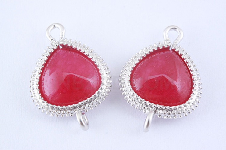 S932-Matt Rhodium Plated-(2pcs)-Ruby Connecters-13.5*19 mm Framed Ruby-Wholesale Gemstone, [PRODUCT_SEARCH_KEYWORD], JEWELFINGER-INBEAD, [CURRENT_CATE_NAME]
