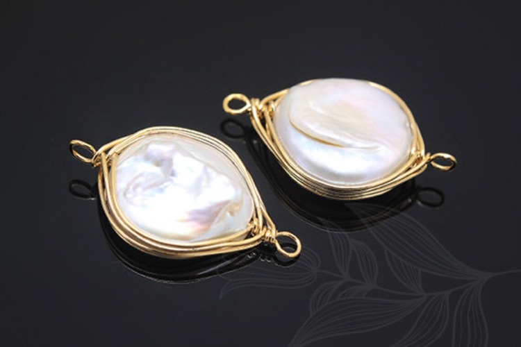 G535-Gold Plated-(1piece)-Water Pearl Connecter-Random Shape, Random Size Pendant-Wholesale Gemstone, [PRODUCT_SEARCH_KEYWORD], JEWELFINGER-INBEAD, [CURRENT_CATE_NAME]