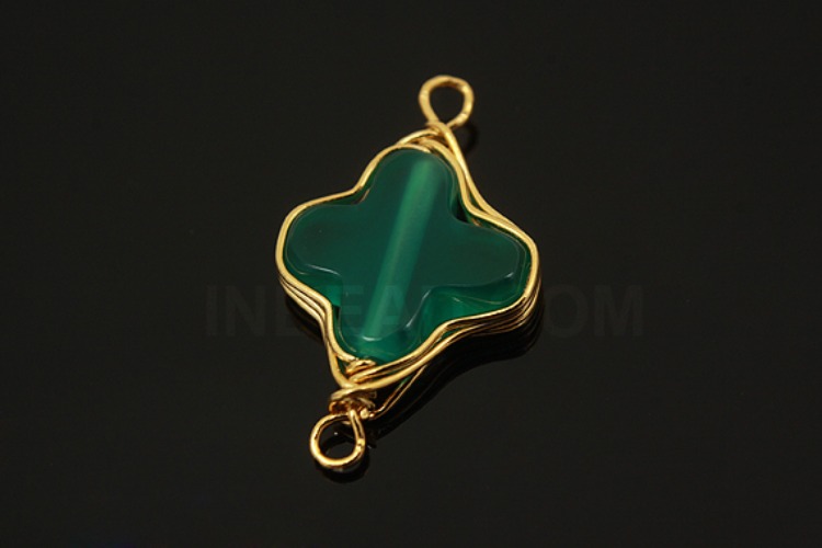 G571-Gold Plated-(1piece)-Green Agate Cross Connecter-Gemstone Pendant-Wholesale Gemstone, [PRODUCT_SEARCH_KEYWORD], JEWELFINGER-INBEAD, [CURRENT_CATE_NAME]
