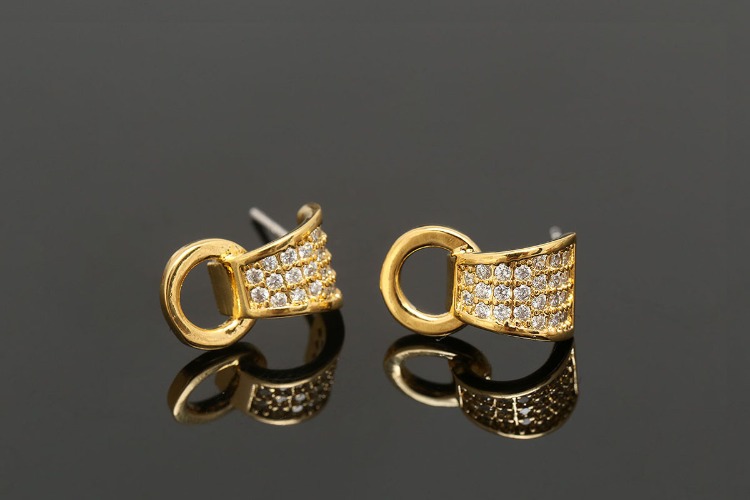 CH7039-Gold Plated-(1pairs)-CZ Earrings-Everyday Jewelry-Wedding Jewelry-Silver Post, [PRODUCT_SEARCH_KEYWORD], JEWELFINGER-INBEAD, [CURRENT_CATE_NAME]