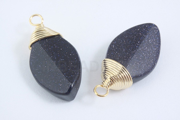 [W] G509-Gold Plated-(10pcs)-Blue Sand Stone Drop Pendant-Gemstone Pendant-Wholesale Gemstone, [PRODUCT_SEARCH_KEYWORD], JEWELFINGER-INBEAD, [CURRENT_CATE_NAME]