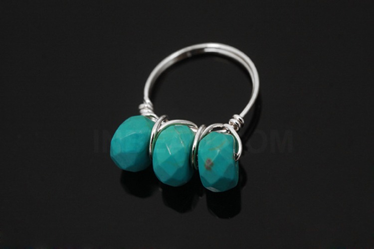 [W] G565-Rhodium Plated-(10pcs)-Turquoise Ring Pendant-Random Shape, Random Size Pendant-Wholesale Gemstone, [PRODUCT_SEARCH_KEYWORD], JEWELFINGER-INBEAD, [CURRENT_CATE_NAME]