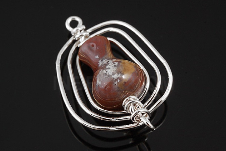 E860-Rhodium Plated-(1piece)-India Agate Connecter-Gemstone Pendant-Wholesale Gemstone, [PRODUCT_SEARCH_KEYWORD], JEWELFINGER-INBEAD, [CURRENT_CATE_NAME]