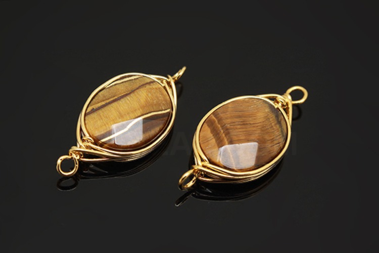 [W] G540-Gold Plated-(10pcs)-Tiger-Eye Connecter-Gemstone Pendant-Wholesale Gemstone, [PRODUCT_SEARCH_KEYWORD], JEWELFINGER-INBEAD, [CURRENT_CATE_NAME]