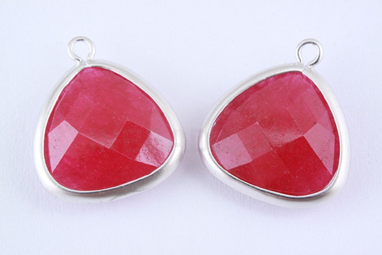 S936-Matt Rhodium Plated-(2pcs)-Ruby Pendants-Framed Ruby-Wholesale Gemstone, [PRODUCT_SEARCH_KEYWORD], JEWELFINGER-INBEAD, [CURRENT_CATE_NAME]
