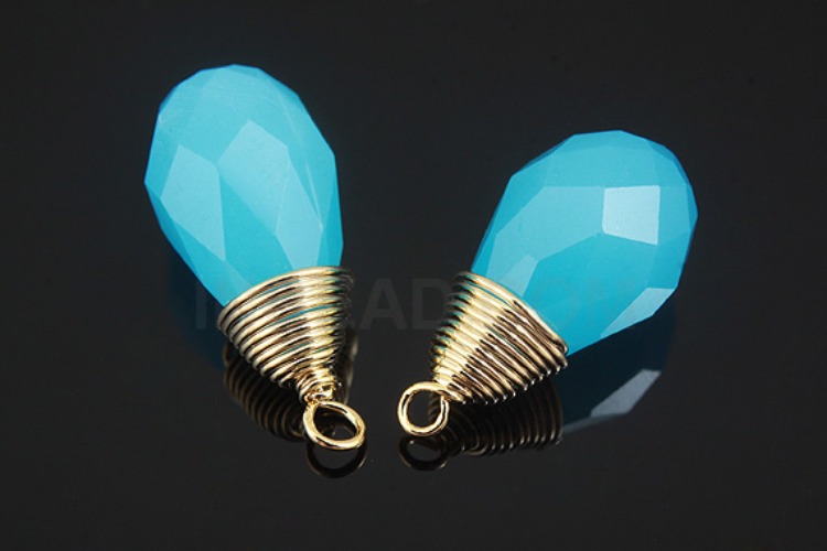 [W] G513-Gold Plated-(20pcs)-Milky Aquamarine Crystal Drop Pendant-Wholesale Glass, [PRODUCT_SEARCH_KEYWORD], JEWELFINGER-INBEAD, [CURRENT_CATE_NAME]