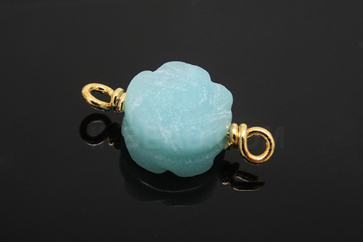 [W] G525-Gold Plated-(10pcs)-Amazonite Connecters-Rose Shape Amazonite-Wholesale Gemstone, [PRODUCT_SEARCH_KEYWORD], JEWELFINGER-INBEAD, [CURRENT_CATE_NAME]