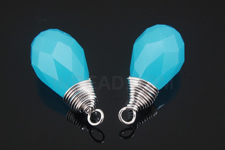 G514-Rhodium Plated-(2pcs)-Milky Aquamarine Crystal Drop Pendant-Wholesale Glass, [PRODUCT_SEARCH_KEYWORD], JEWELFINGER-INBEAD, [CURRENT_CATE_NAME]