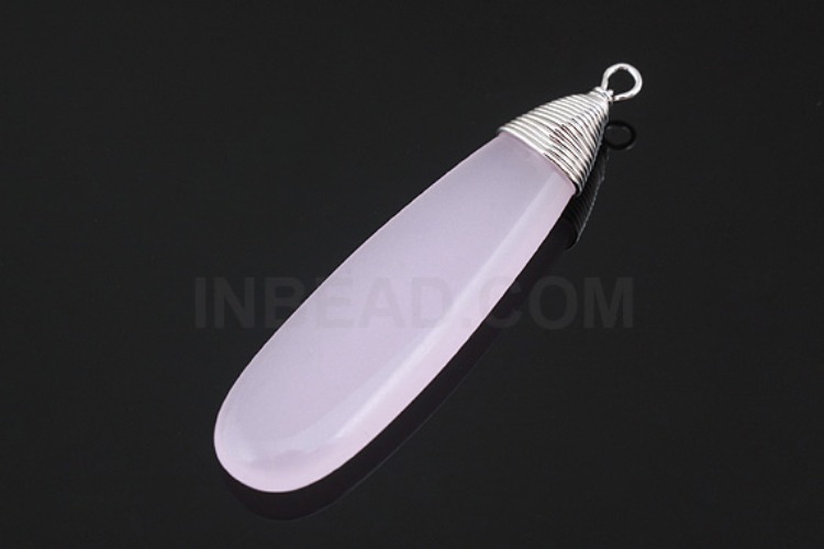 H561-Rhodium Plated-(1piece)-Ice Pink Drop Pendant-Glass Drop Pendant-Wholesale Glass, [PRODUCT_SEARCH_KEYWORD], JEWELFINGER-INBEAD, [CURRENT_CATE_NAME]