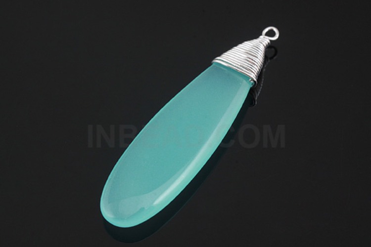 H1069-Rhodium Plated-(1piece)-Mint Drop Pendant-Glass Drop Pendant-Wholesale Glass, [PRODUCT_SEARCH_KEYWORD], JEWELFINGER-INBEAD, [CURRENT_CATE_NAME]
