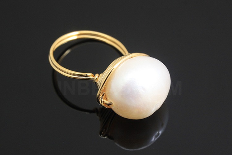 G519-Gold Plated-(1piece)-Water Pearl Ring Pendant-Random Shape, Random Size Pendant-Wholesale Gemstone, [PRODUCT_SEARCH_KEYWORD], JEWELFINGER-INBEAD, [CURRENT_CATE_NAME]