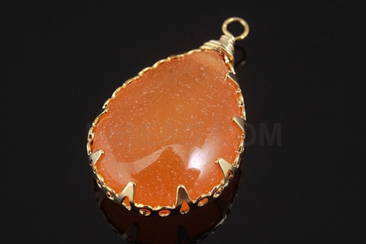 G505-Gold Plated-(1piece)-Orange Jade-Gemstone Drop Pendant-Wholesale Gemstone, [PRODUCT_SEARCH_KEYWORD], JEWELFINGER-INBEAD, [CURRENT_CATE_NAME]
