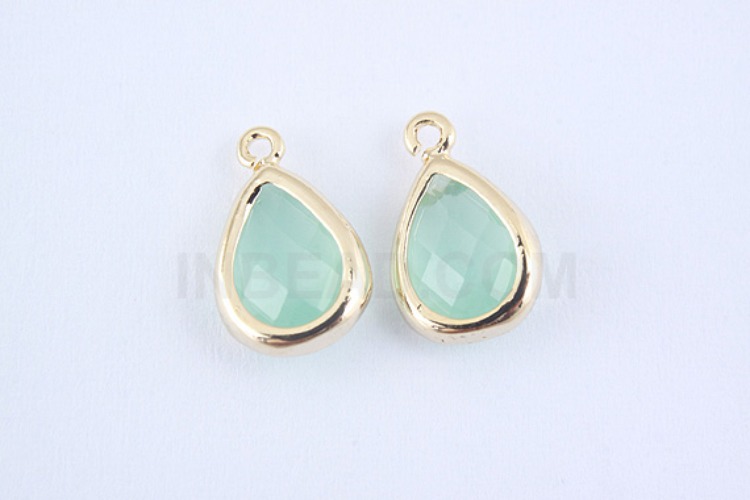 S987-Gold Plated-(2pcs)-Mint Glass Drop Charms-Drop Framed Glass Mint-Wholesale Glass, [PRODUCT_SEARCH_KEYWORD], JEWELFINGER-INBEAD, [CURRENT_CATE_NAME]