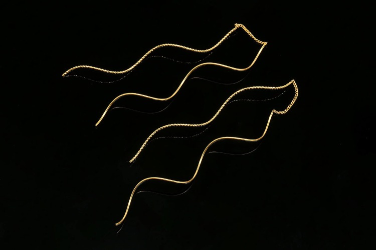 [W] CH7027-Gold Plated (10pairs)-Chain Earring-Wave Bar Earrings-Nickel Free, [PRODUCT_SEARCH_KEYWORD], JEWELFINGER-INBEAD, [CURRENT_CATE_NAME]