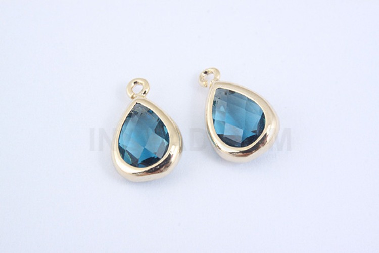 S1001-Gold Plated-(2pcs)-Montana Glass Drop Charms-Drop Framed Glass Montana-Wholesale Glass, [PRODUCT_SEARCH_KEYWORD], JEWELFINGER-INBEAD, [CURRENT_CATE_NAME]