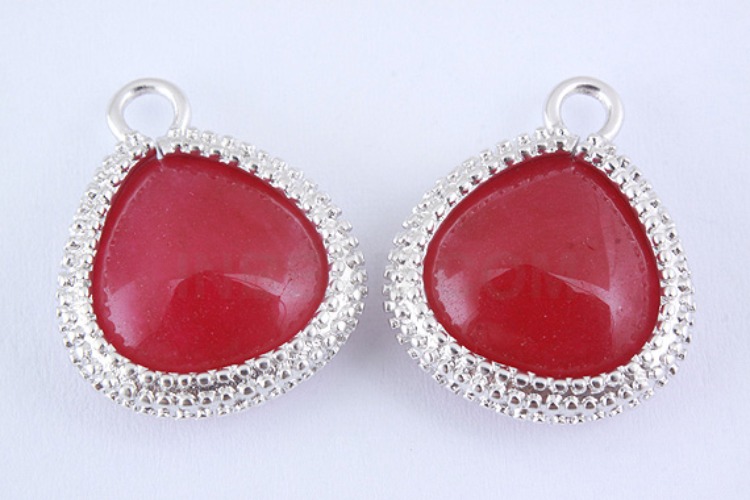 S928-Matt Rhodium Plated-(2pcs)-Ruby Pendants-15.5*19mm Framed Ruby-Wholesale Gemstone, [PRODUCT_SEARCH_KEYWORD], JEWELFINGER-INBEAD, [CURRENT_CATE_NAME]