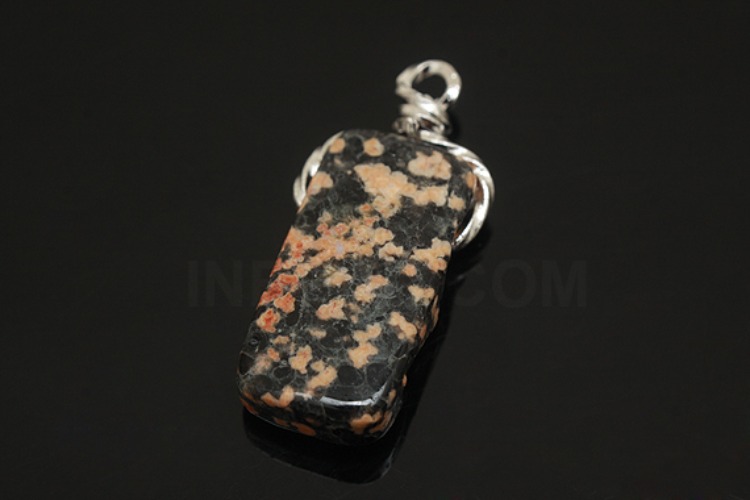 G580-Rhodium Plated-(1piece)-Leopardskin Jasper Pendant-Gemstone Pendant-Wholesale Gemstone, [PRODUCT_SEARCH_KEYWORD], JEWELFINGER-INBEAD, [CURRENT_CATE_NAME]