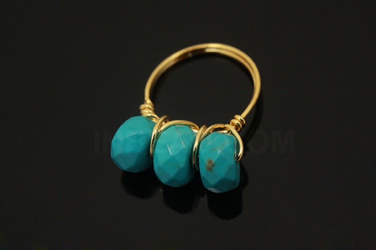 G564-Gold Plated-(1piece)-Turquoise Ring Pendant-Random Shape, Random Size Pendant-Wholesale Gemstone, [PRODUCT_SEARCH_KEYWORD], JEWELFINGER-INBEAD, [CURRENT_CATE_NAME]