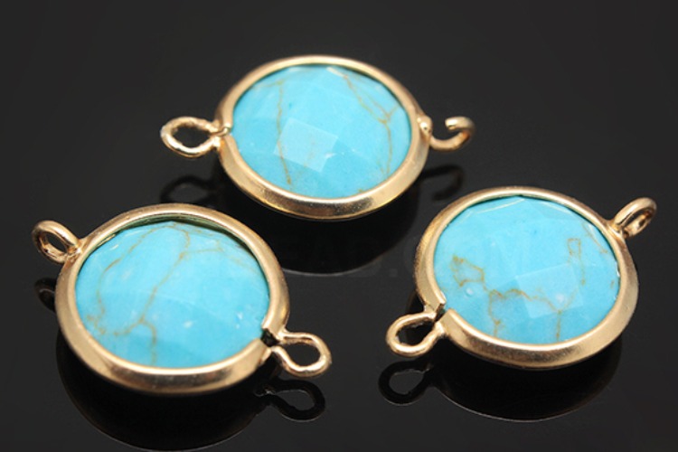 S1050-Matt Gold Plated-(2pcs)-Turquoise Connecters-Framed Turquoise-Wholesale Gemstone, [PRODUCT_SEARCH_KEYWORD], JEWELFINGER-INBEAD, [CURRENT_CATE_NAME]
