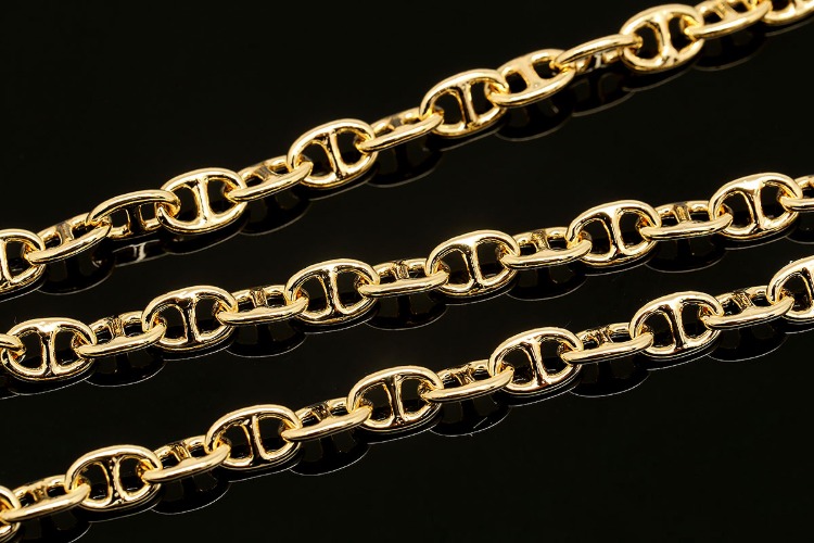 [W] A087-Gold Plated-B280BS Chain-4*6mm Unique Chain (10M), [PRODUCT_SEARCH_KEYWORD], JEWELFINGER-INBEAD, [CURRENT_CATE_NAME]