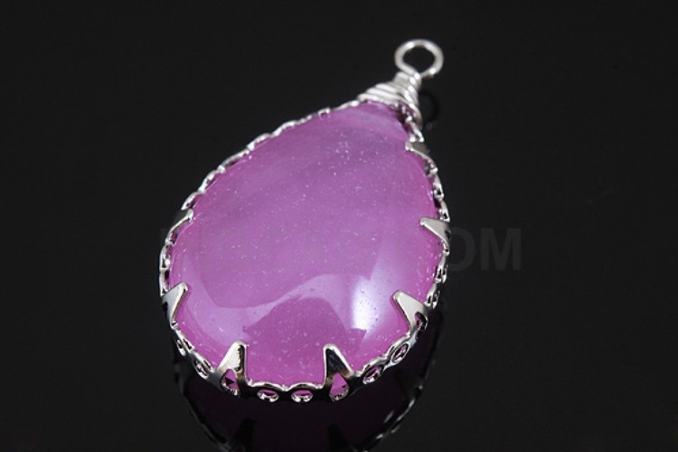 G508-Rhodium Plated-(1piece)-Purple Jade-Gemstone Drop Pendant-Wholesale Gemstone, [PRODUCT_SEARCH_KEYWORD], JEWELFINGER-INBEAD, [CURRENT_CATE_NAME]