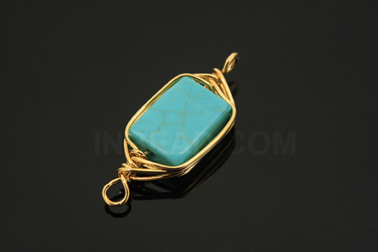 G552-Gold Plated-(2pcs)-Turquoise Connecter-Gemstone Pendant-Wholesale Gemstone, [PRODUCT_SEARCH_KEYWORD], JEWELFINGER-INBEAD, [CURRENT_CATE_NAME]