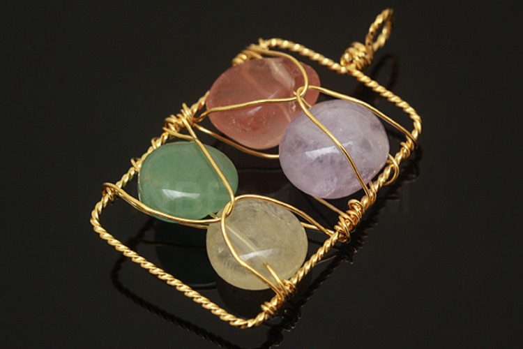 [W] G566-Gold Plated-(8pcs)-Mix Stone Pendant-Wholesale Gemstone, [PRODUCT_SEARCH_KEYWORD], JEWELFINGER-INBEAD, [CURRENT_CATE_NAME]