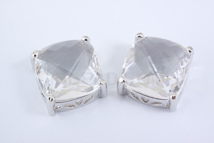 S1024-Rhodium Plated-(2pcs)-Crystal Glass Faceted Square Charms-10mm Square Framed Glass Crystal-Wholesale Glass, [PRODUCT_SEARCH_KEYWORD], JEWELFINGER-INBEAD, [CURRENT_CATE_NAME]