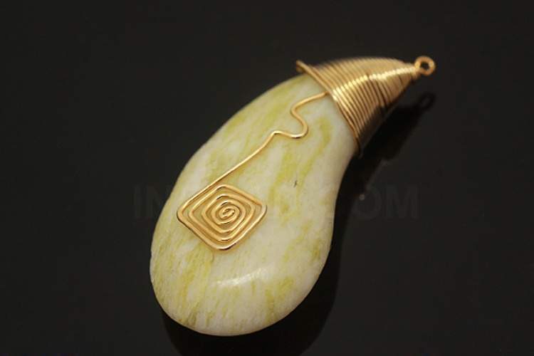 [W] G562-Gold Plated-(12pcs)-Lemon Stone Pendant-Gemstone Pendant-Wholesale Gemstone, [PRODUCT_SEARCH_KEYWORD], JEWELFINGER-INBEAD, [CURRENT_CATE_NAME]