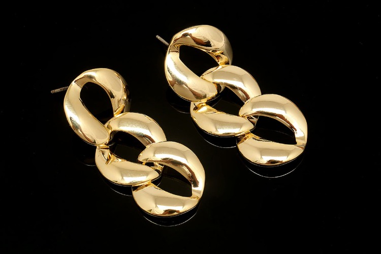 [W] CH7022-Gold Plated (10pairs)-Unique Earrings-Oval Link Earrings-Jewelry Findings-Silver Post, [PRODUCT_SEARCH_KEYWORD], JEWELFINGER-INBEAD, [CURRENT_CATE_NAME]