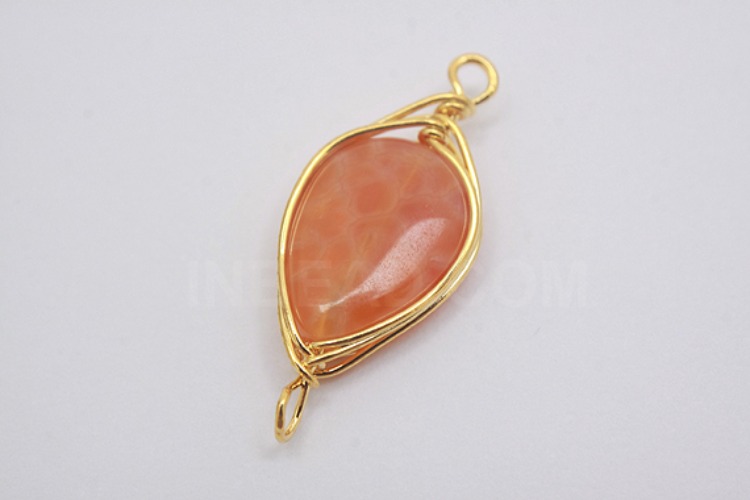 G583-Gold Plated-(1piece)-Carnelian Connecter-Gemstone Pendant-Wholesale Gemstone, [PRODUCT_SEARCH_KEYWORD], JEWELFINGER-INBEAD, [CURRENT_CATE_NAME]