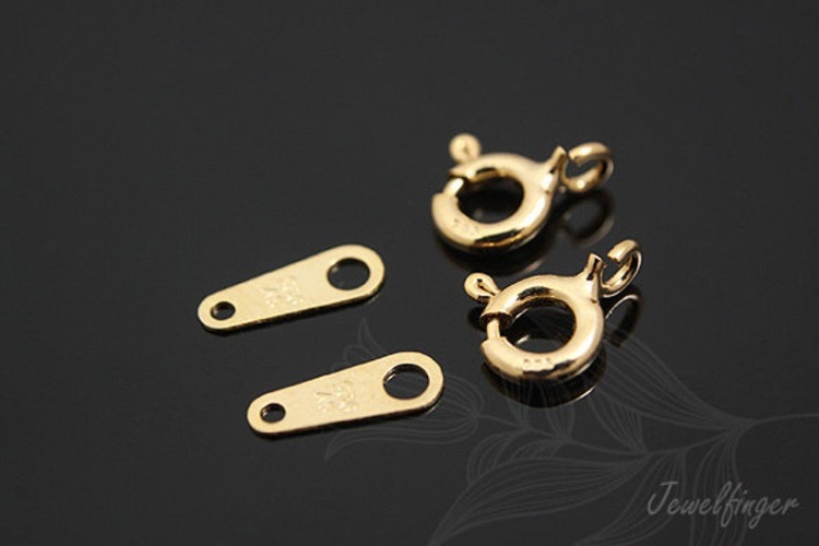 K040-Gold Plated-(2set)-Spring Ring Clasp With Taps-Lock Finding-Wholesale Silver Clasps, [PRODUCT_SEARCH_KEYWORD], JEWELFINGER-INBEAD, [CURRENT_CATE_NAME]