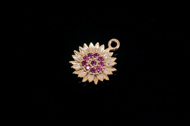 [W] M1984-Gold Plated-(20pcs)-Tiny Ruby CZ Sunflower Charms-Flower Cubic Pendant-Wholesale Charms, [PRODUCT_SEARCH_KEYWORD], JEWELFINGER-INBEAD, [CURRENT_CATE_NAME]