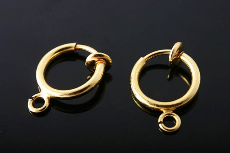 K129-Gold Plated-(1pairs)-For Non-Pierced Earrings-Wholesale Silver Earrings, [PRODUCT_SEARCH_KEYWORD], JEWELFINGER-INBEAD, [CURRENT_CATE_NAME]