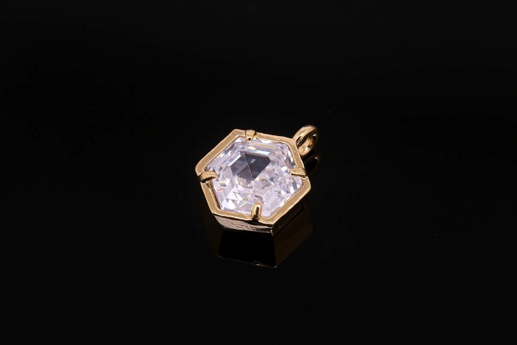 M1978-Gold Plated-(2pcs)-Tiny CZ Charms-Hexagon Small Cubic Pendant-Wholesale Charms, [PRODUCT_SEARCH_KEYWORD], JEWELFINGER-INBEAD, [CURRENT_CATE_NAME]