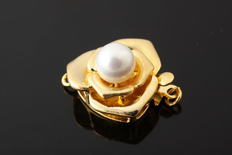 K309-Gold Plated-(1piece)-Rose Pearl Clasps-Wholesale Silver Clasps, [PRODUCT_SEARCH_KEYWORD], JEWELFINGER-INBEAD, [CURRENT_CATE_NAME]
