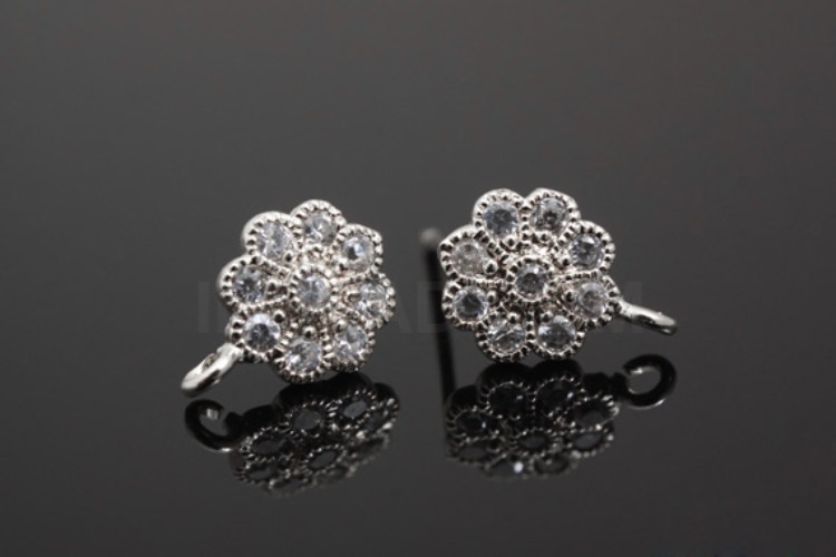 [W] K362-Rhodium Plated-(5pairs)-CZ Flower-Wholesale Silver Earrings, [PRODUCT_SEARCH_KEYWORD], JEWELFINGER-INBEAD, [CURRENT_CATE_NAME]