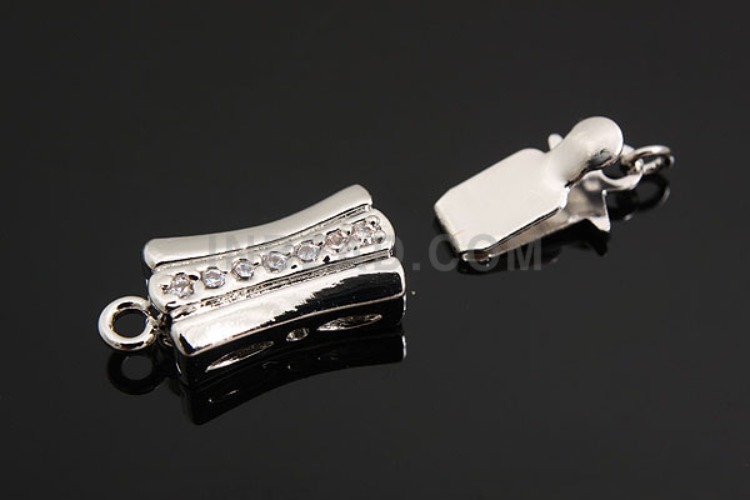 K1059-Rhodium Plated-(1piece)-CZ Clasps-Wholesale Silver Clasps, [PRODUCT_SEARCH_KEYWORD], JEWELFINGER-INBEAD, [CURRENT_CATE_NAME]