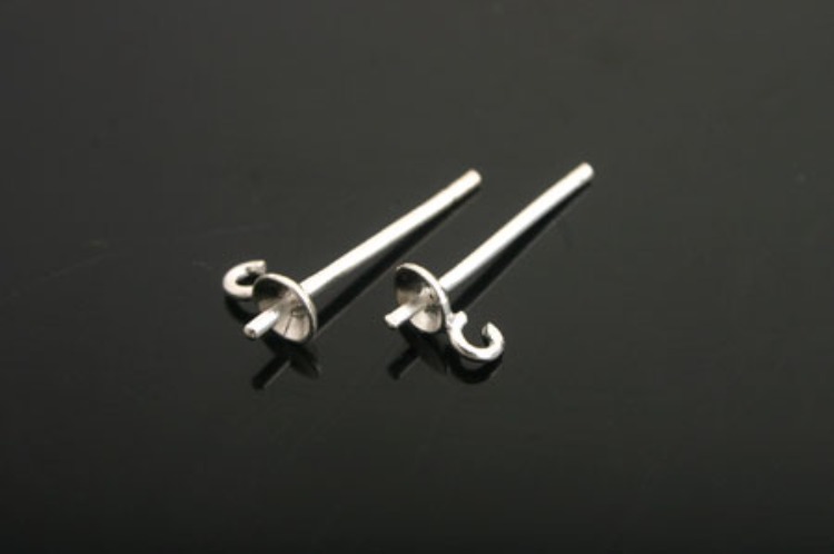 K171-Non Plated-(1pairs)-3.2mm Cup Post Earrings-3.2mm Cup For Half Drilled Pearls Or Stones Ear Studs-Wholesale Silver Earrings, [PRODUCT_SEARCH_KEYWORD], JEWELFINGER-INBEAD, [CURRENT_CATE_NAME]