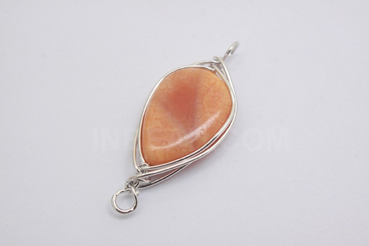 [W] G584-Rhodium Plated-(10pcs)-Carnelian Connecter-Gemstone Pendant-Wholesale Gemstone, [PRODUCT_SEARCH_KEYWORD], JEWELFINGER-INBEAD, [CURRENT_CATE_NAME]