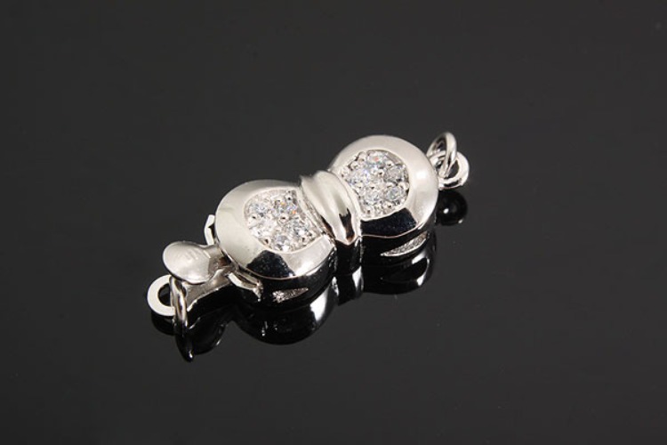 K1020-Rhodium Plated-(1piece)-CZ Clasps-Wholesale Silver Clasps, [PRODUCT_SEARCH_KEYWORD], JEWELFINGER-INBEAD, [CURRENT_CATE_NAME]